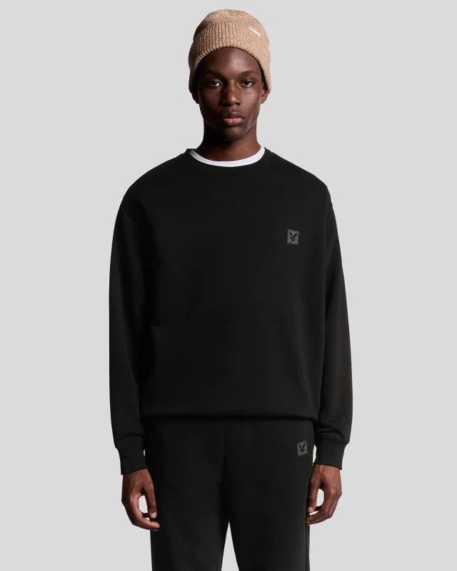 Image of Lyle & Scott Mens Loungewear Crew Neck Pullover in Jet Black