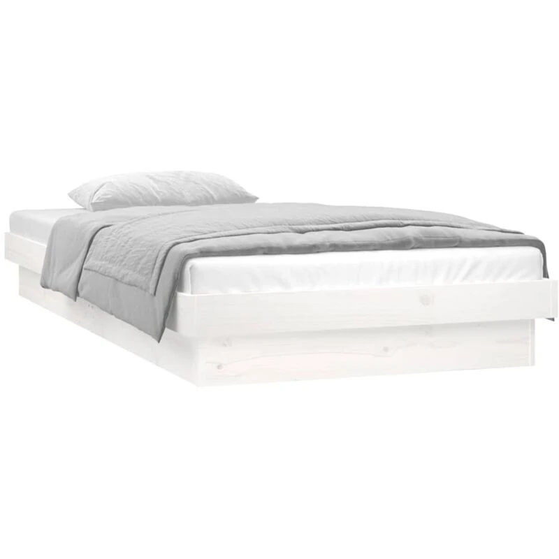 Image of VIDAXL LED Bed Frame without Mattress White Small Single Solid Wood Vidaxl 8720287071860