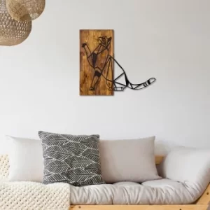 Image of Cat Walnut Black Decorative Wooden Wall Accessory