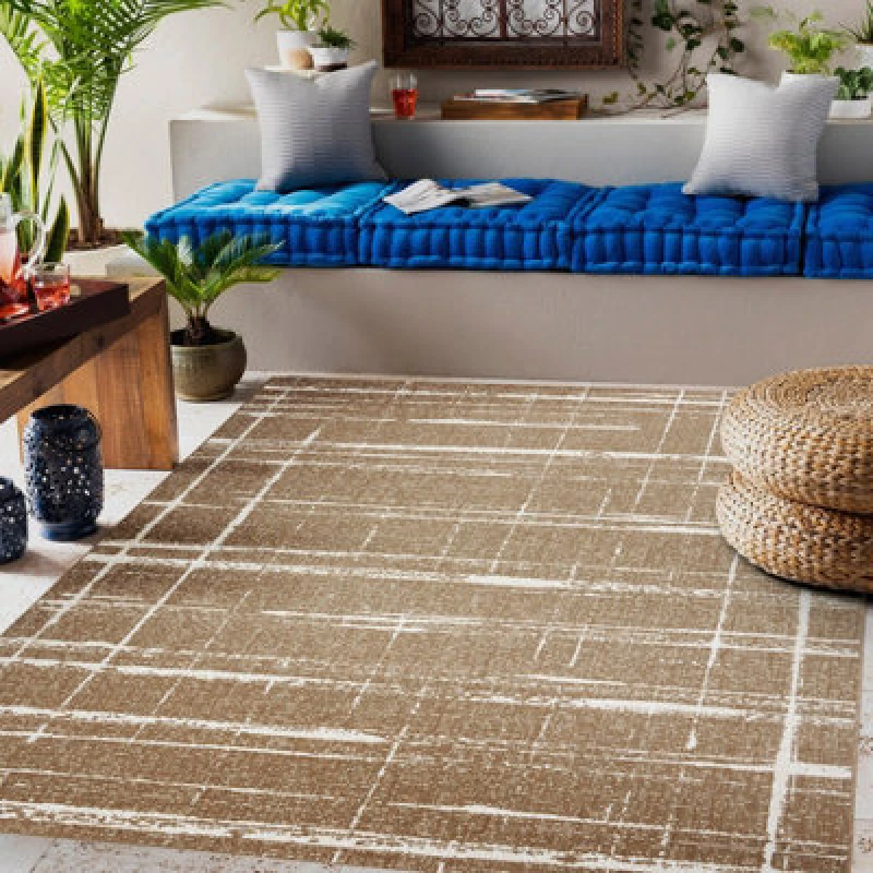 Image of RugsX Flat 48965265 Sisal Carpet Trellis Vintage - Natural Beige Straw Color, String 80X150 Cm