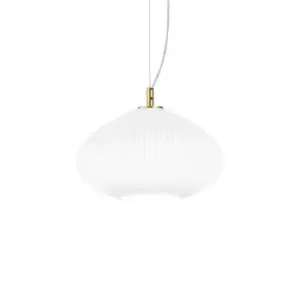 Image of Plisse Globe Dome Pendant Ceiling Light Brass 25cm