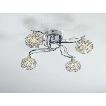 Image of Ceiling lamp Leimo 4 Bulbs polished chrome / crystal