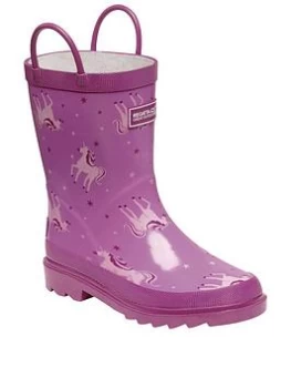 Image of Regatta Minnow Unicorn Print Junior Welly - Pink, Size 13