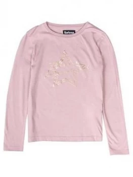 Image of Barbour International Girls Long Sleeve Spade T-Shirt - Rose, Rose, Size Age: 8-9 Years, Women