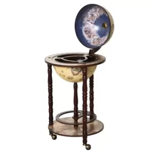 Image of HOMCOM Retro Globe Drinks Cabinet With Wheels - Brown
