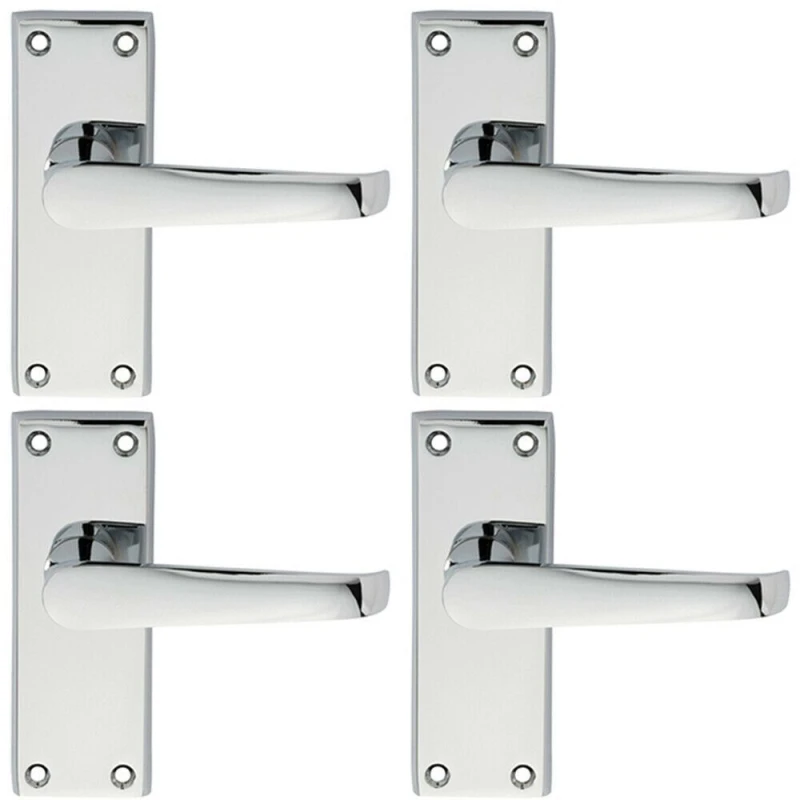Image of Loops 4x PAIR Straight Handle on Short Latch Backplate 118 x 42mm Polished Chrome Multi