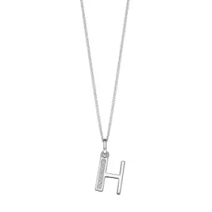 Image of Sterling Silver Art Deco Initial 'H' Pendant with Cubic Zirconia Stone Detail