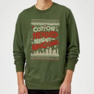 Image of Elf Cotton-Headed-Ninny-Muggins Knit Christmas Sweatshirt - Forest Green - L
