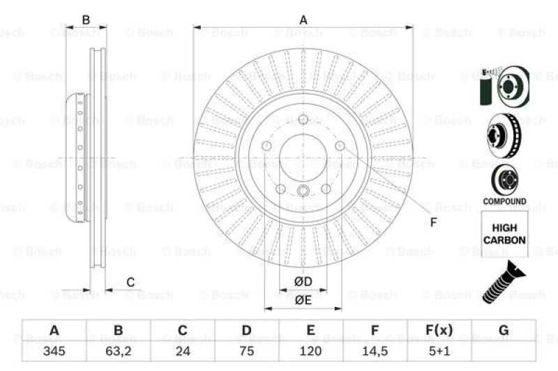 Image of Brake disc Bosch 0 986 479 E13