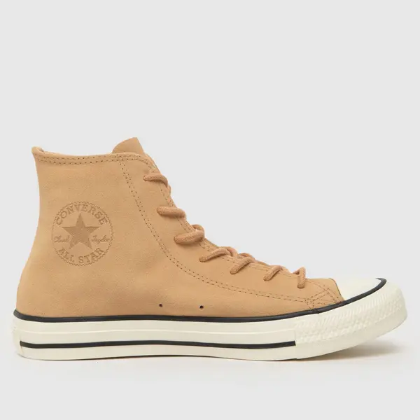 image of Converse all star hi mono suede trainers in beige Beige UK 3 (EU 35)