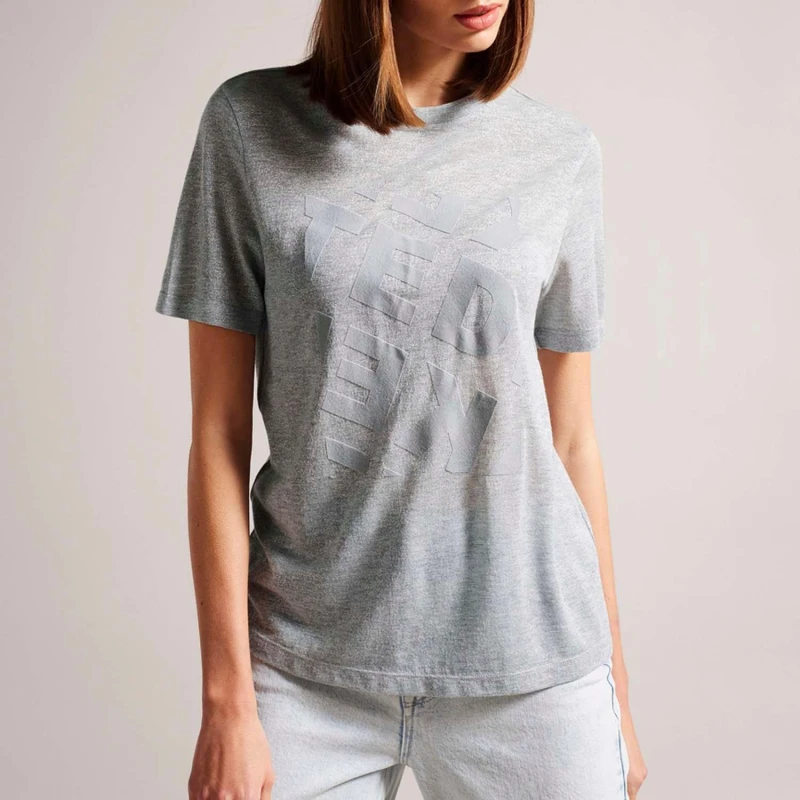 Image of Ted Baker Tedin Graphic T-Shirt - Grey Grey 8