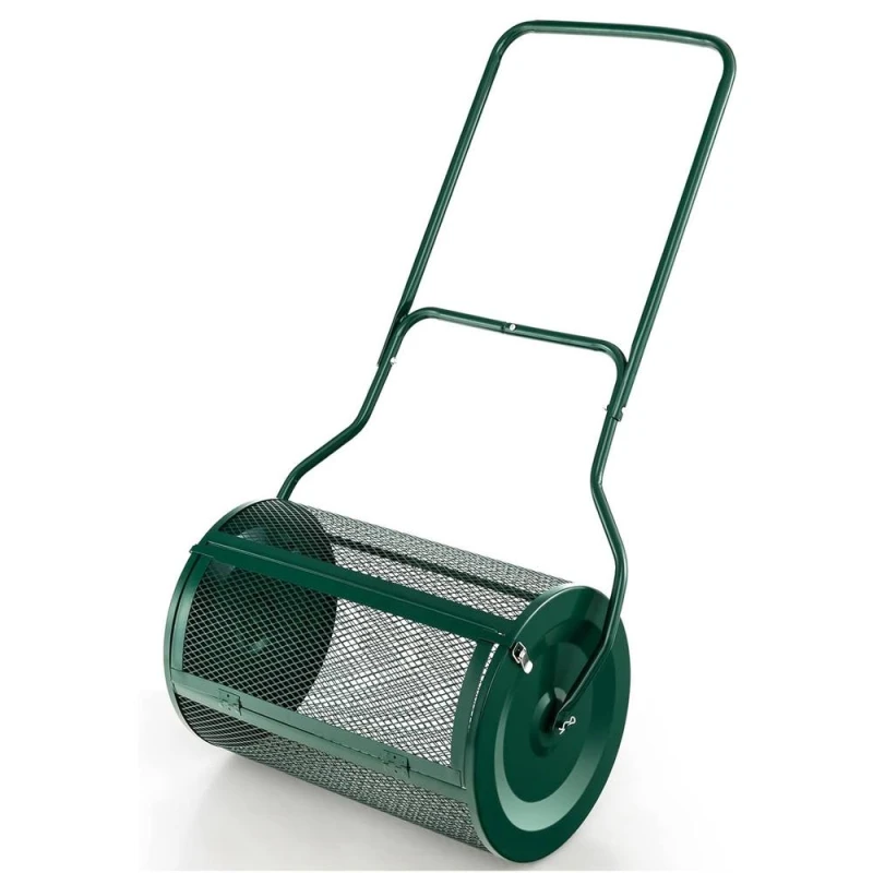 Image of Gr8 Garden Garden Compost Spreader 76L Grass Lawn Manure Peat Moss Soil Fertiliser Roller Green