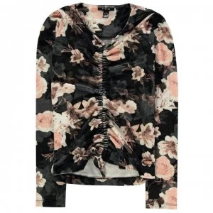 image of Firetrap Velour Top - Midnight Floral