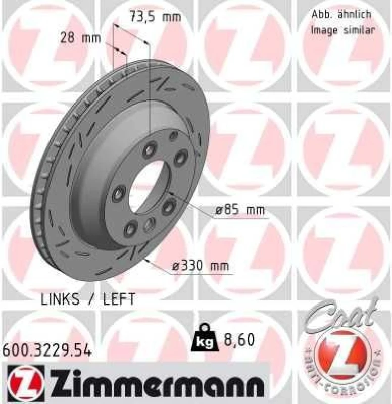 Image of ZIMMERMANN Brake disc ZIMMERMANN 600.3229.54
