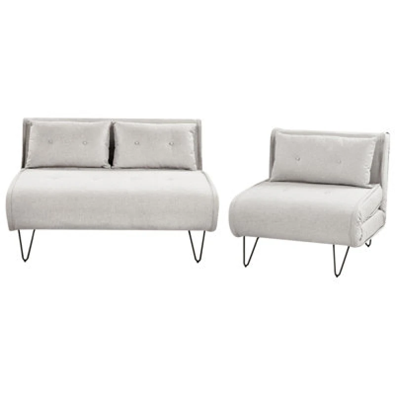 Image of Beliani Living Room Set 3 Seater Vestfold Fabric Light Grey