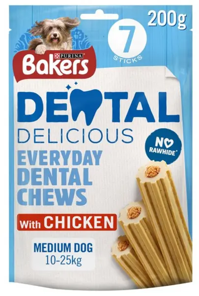 Purina Bakers Dental Delicious Medium Chicken Dog Chews 200g