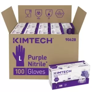 image of Kimtech Science Disposable Gloves, Purple, Nitrile, Powder Free, Smooth, Size L,