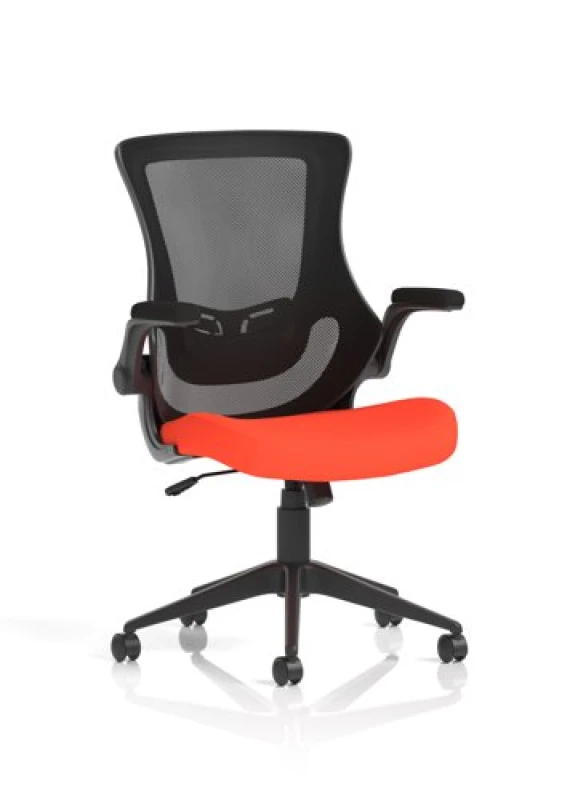 Image of Orbit Orbit Black Mesh Back Chair Bespoke Colour Seat Tabasco Orange KCUP2140
