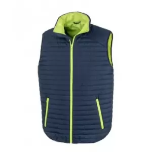 Image of Result Adults Unisex Thermoquilt Gilet (XXL) (Navy/Lime Green)