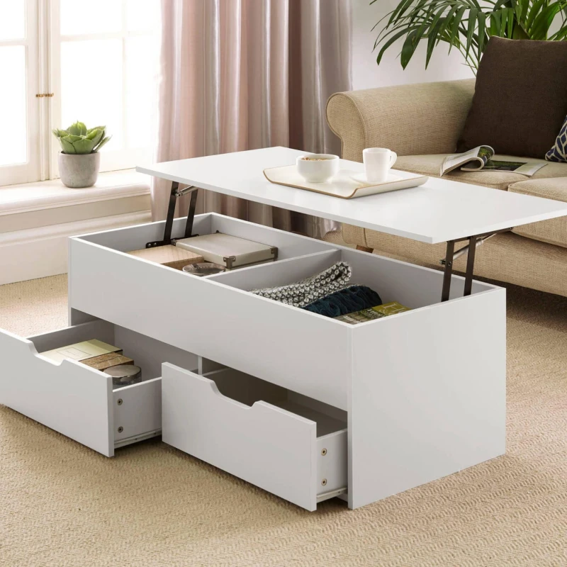 Image of Home Source Bruges 2 Drawer Lift Up Coffee Table White