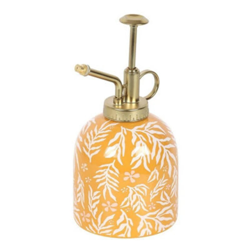 Image of Something Different Something Different Leaf Print Ceramic Summer Plant Mister in Orange Orange One Size Unisex 5063693979652