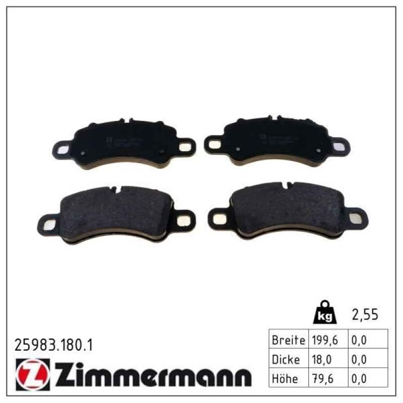 Image of ZIMMERMANN Brake pad set ZIMMERMANN 25983.180.1