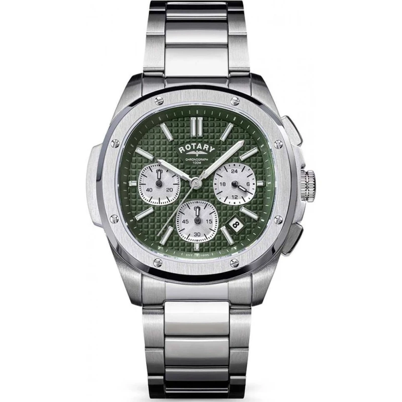 Image of Rotary Rotary Men RGB10029-24 Apex 100 40mm Watch in Silver Silver One Size Male 5018479168843