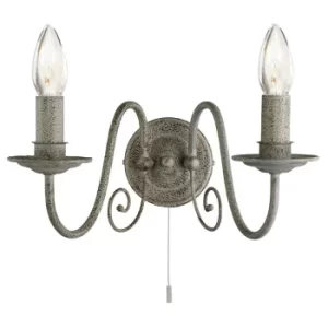 Image of Greythorne 2 Light Indoor Candle Wall Light Grey, E14