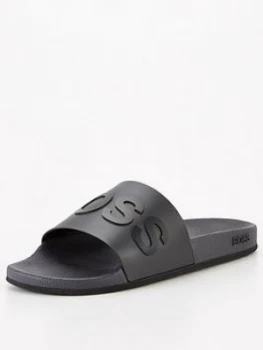 Image of Hugo Boss Bay Slides Charcoal Size 10 Men