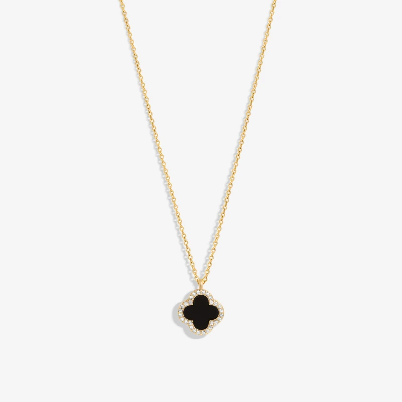 Image of Jon Richard Gold Plated And Jet Clover Pendant Necklace Jewellery Sets One Size Gold 71711310000