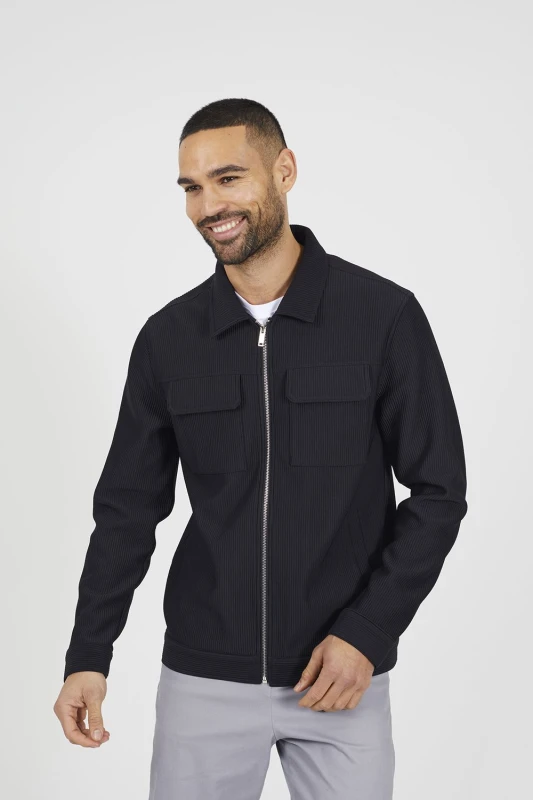 Image of Brave Soul Brave Soul Men Patch Pocket Shacket in Black Size: large Black L Male 5063487222605