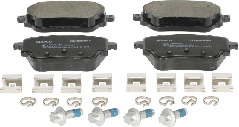 Image of MAPCO 106060HPS Brake pad set Rear Axle, excl. wear warning contact, with accessories, with brake caliper screws Brake Pad Set,disc brake (402)