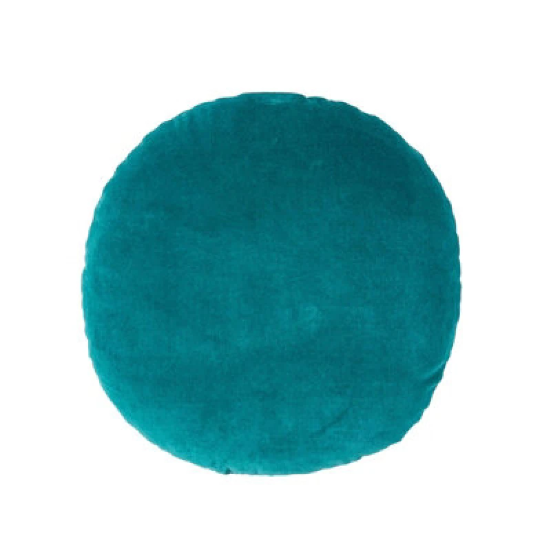 Image of Homescapes Velvet Cushion, 40cm Round Emerald