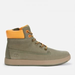 image of Timberland Kids Davis Square 6" Leather Boots - Dark Green - UK 13 Kids