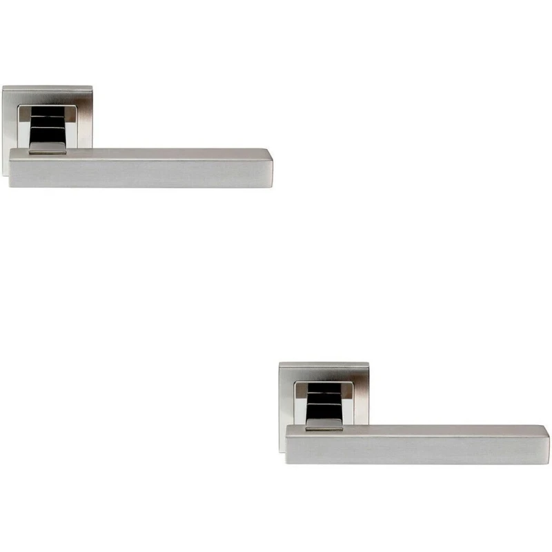 Image of Loops 2x PAIR Square Cut Straight Bar Handle Concealed Fix Polished & Satin Steel Metallics