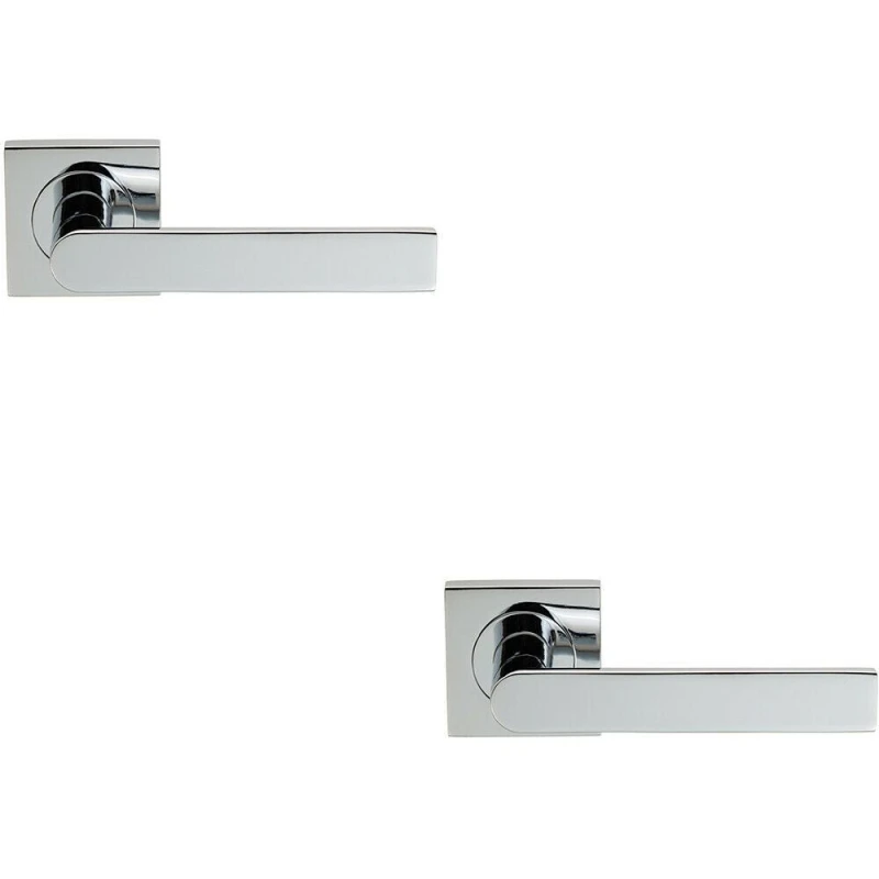 Image of Loops 2x PAIR Flat Rectangular Bar Lever on Square Rose Concealed Fix Polished Chrome Multi