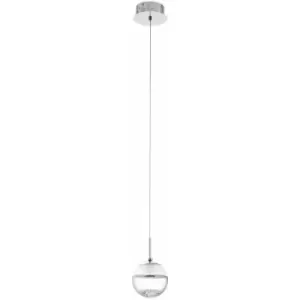 Image of Pendant Light Colour Chrome Shade White Clear Glass Crystal Bulb LED 1x5W