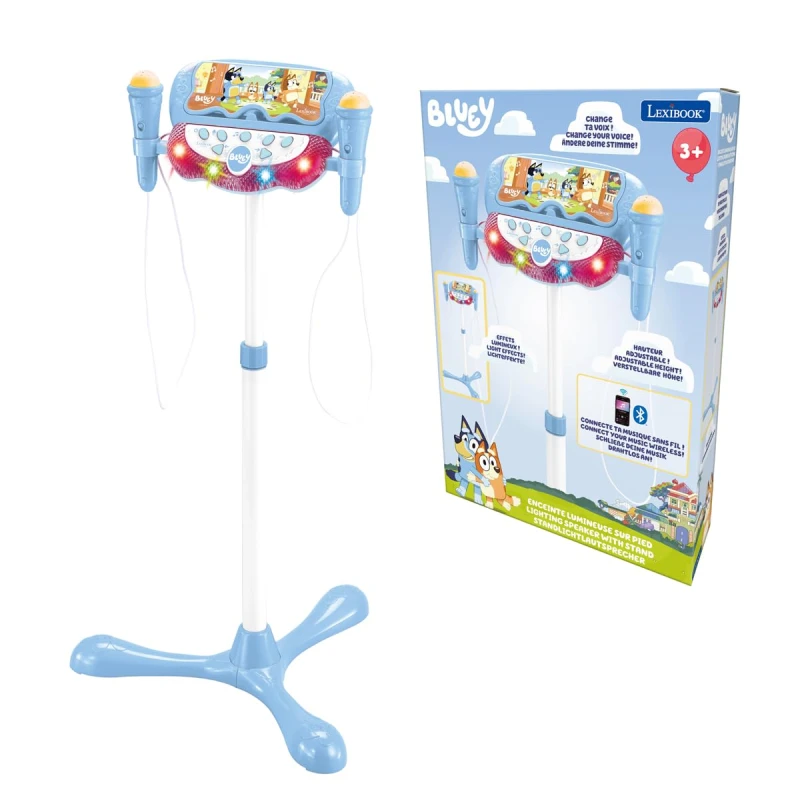 Image of Lexibook Bluey staande verlichte luidspreker voor kinderen muziekgspel instelbare hoogte lichteffecten 2 microfoons inbegrepen MP3-aansluiting