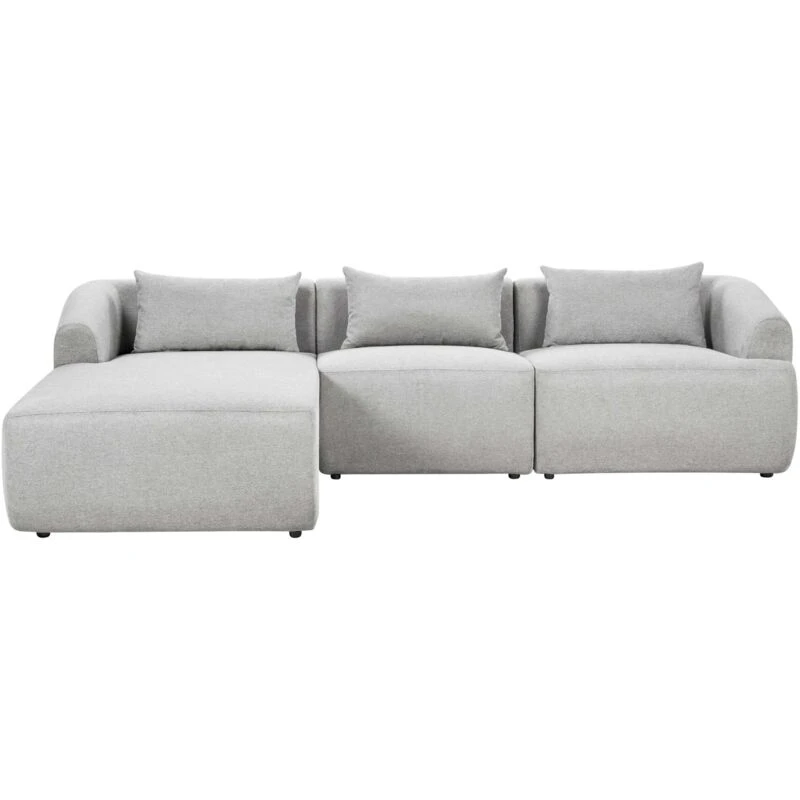 Image of Beliani Corner Sofa 3 Seater Svansele Fabric Light Grey Right Hand