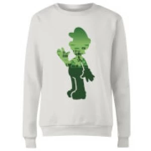 Image of Nintendo Super Mario Luigi Silhouette Womens Sweatshirt - White - L