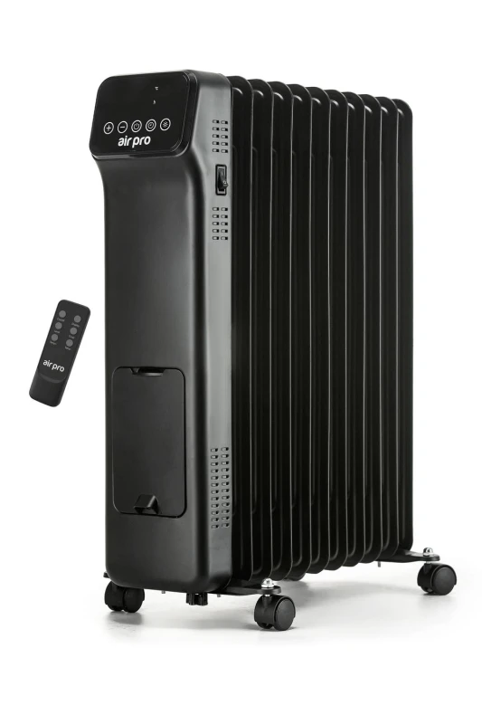 Image of Air Pro Oil-Filled Electric Radiator 2500W with Thermostat, 9 Hour Timer in Black Unisex