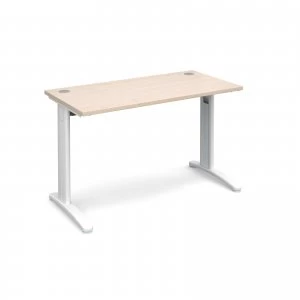 image of TR10 Straight Desk 1200mm x 600mm - White Frame maple Top