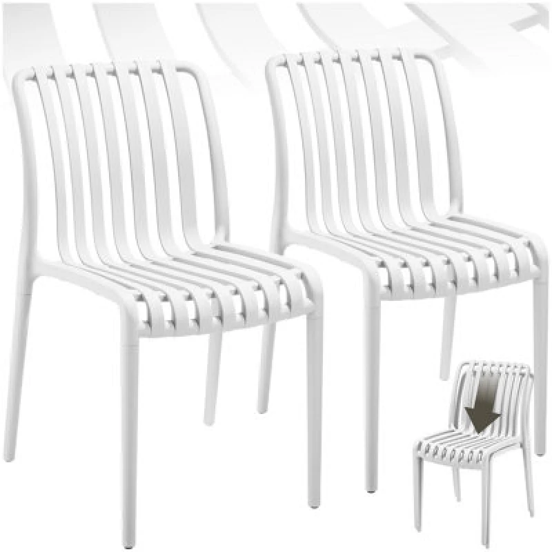 Image of Tectake Garden Chairs Alcudia - Durable, Stackable And Weather-Resistant - Cream - Set Of 2