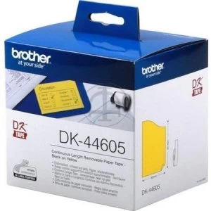Image of Brother DK-44605 P-touch Label Tape (62mm x 30.48m) Black On Yellow