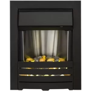 image of Adam Helios Steel Black Inset Electric Fire Heater Heating Real Flame Effect