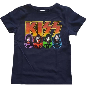 Image of KISS - Logo, Faces & Icons Kids 3-4 Years T-Shirt - Blue
