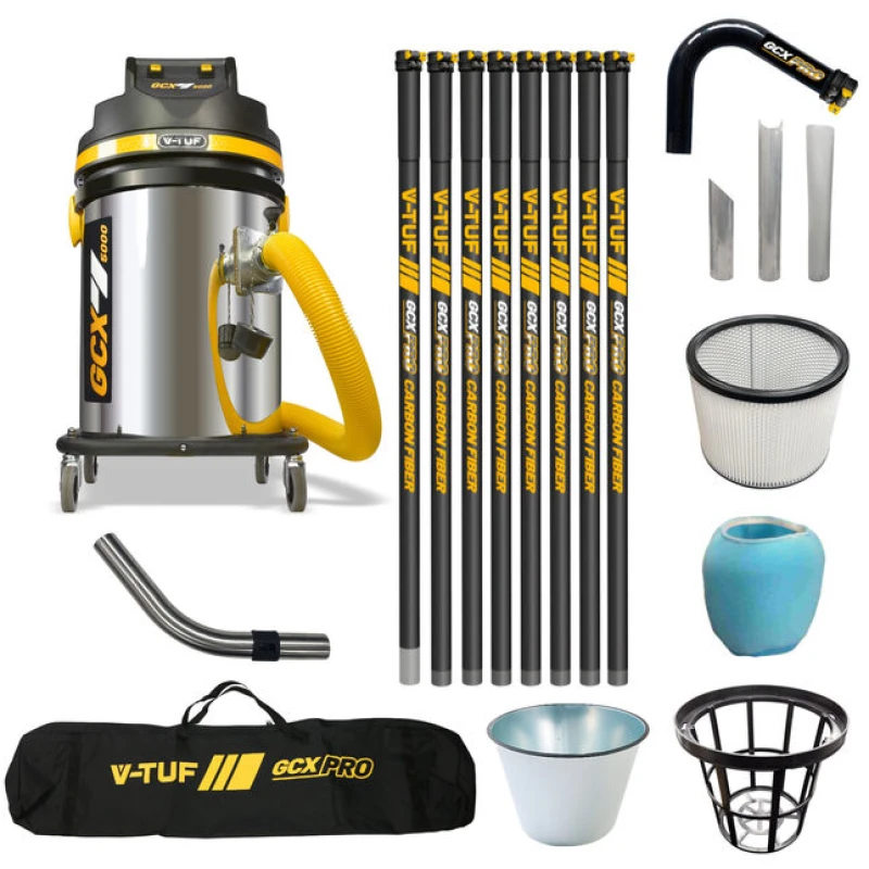 Image of V-TUF GCX5000 240-KIT2 3.5kW Wet & Dry Industrial Vacuum Cleaner with 40ft GCX Pro Gutter Cleaning Kit