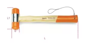 image of Beta Tools 1390HS H-Safe Tethered Soft Faced Hammer Wood Shaft Ø 35mm 013904035