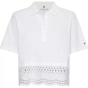 image of Tommy Hilfiger Broderie Anglaise Polo Shirt - White