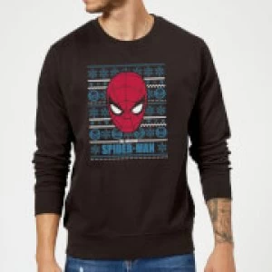 image of Marvel Comics The Amazing Spider-Man Face Black Christmas Sweatshirt - L - Black